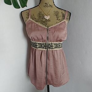 Xhilaration Zipper Front Camisole Mauve Blouse Top